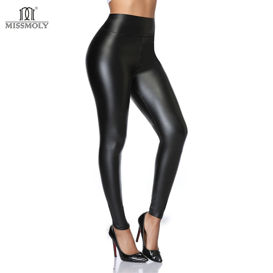 High Waist Faux Leather Thick PU Leggings - Forever Growth 