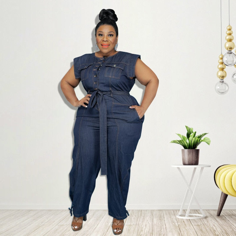 Plus Size Denim Jumpsuit - Forever Growth 