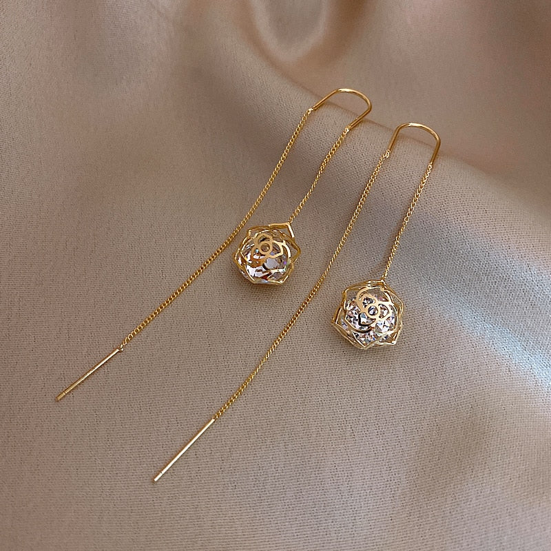 Long Wire Tassel Thread Chain Pendants Drop Earrings - Forever Growth 