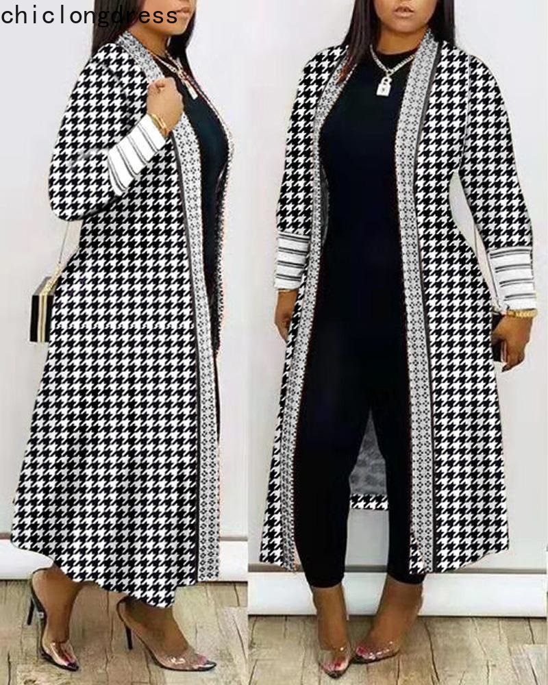 Patchwork Long Cardigan Trench Coat - Forever Growth 