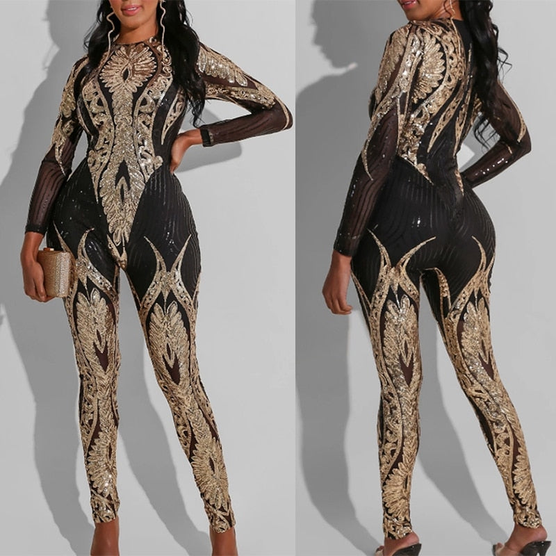Sexy Sequin Bodycon Jumpsuit - Forever Growth 