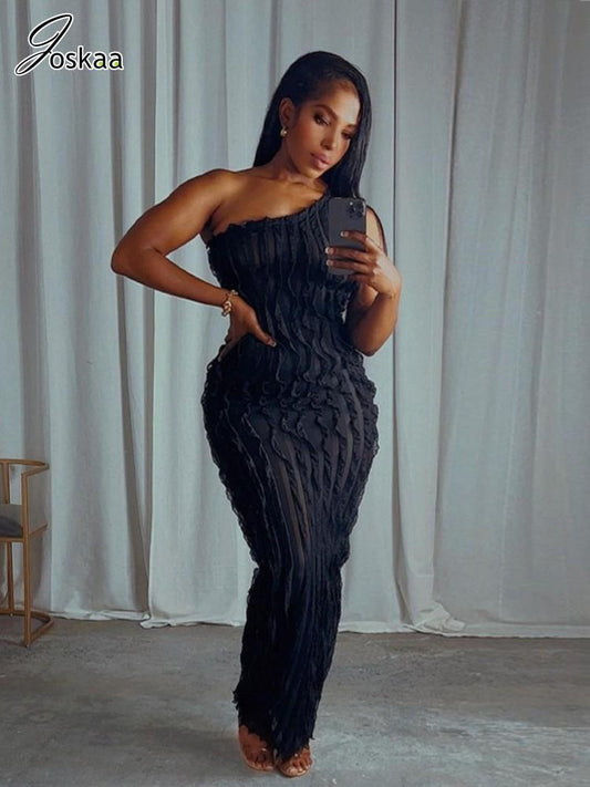 Draped Down Black Maxi Dress - Forever Growth 