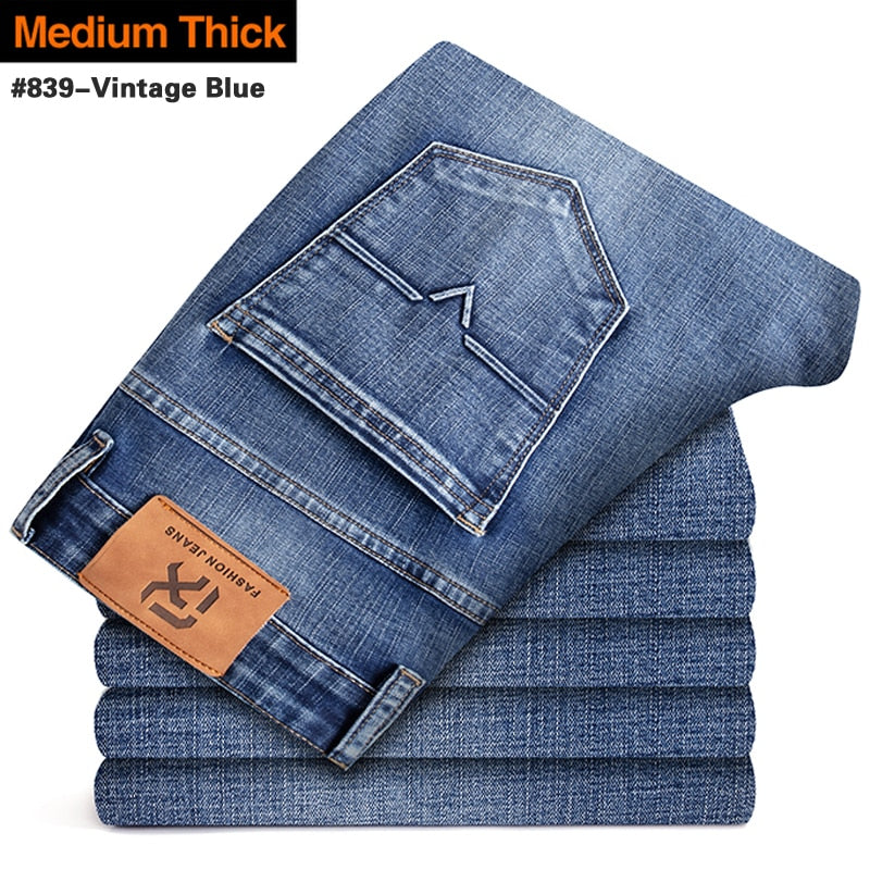 Stretch Regular Fit Casual Classic Style Jeans - Forever Growth 