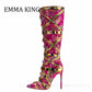 Embroidered Gemstone Floral Knee-High Boots - Forever Growth 