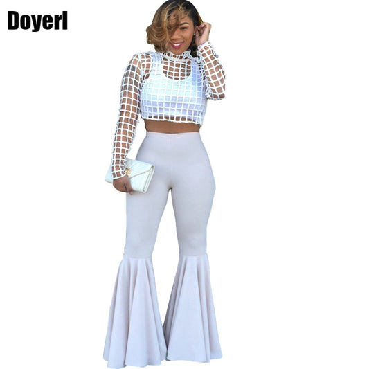 High Waist Flare Wide Ruffle Bell Bottom Pants - Forever Growth 