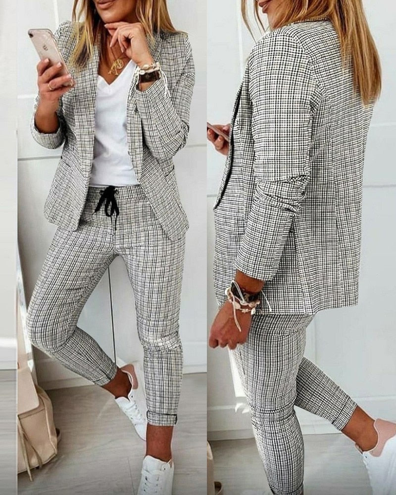 Chic Long Sleeve Blazer+ Pants - Forever Growth 
