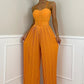 Summer Casual Solid Pleated Wide Leg Jumpsuit - Forever Growth 