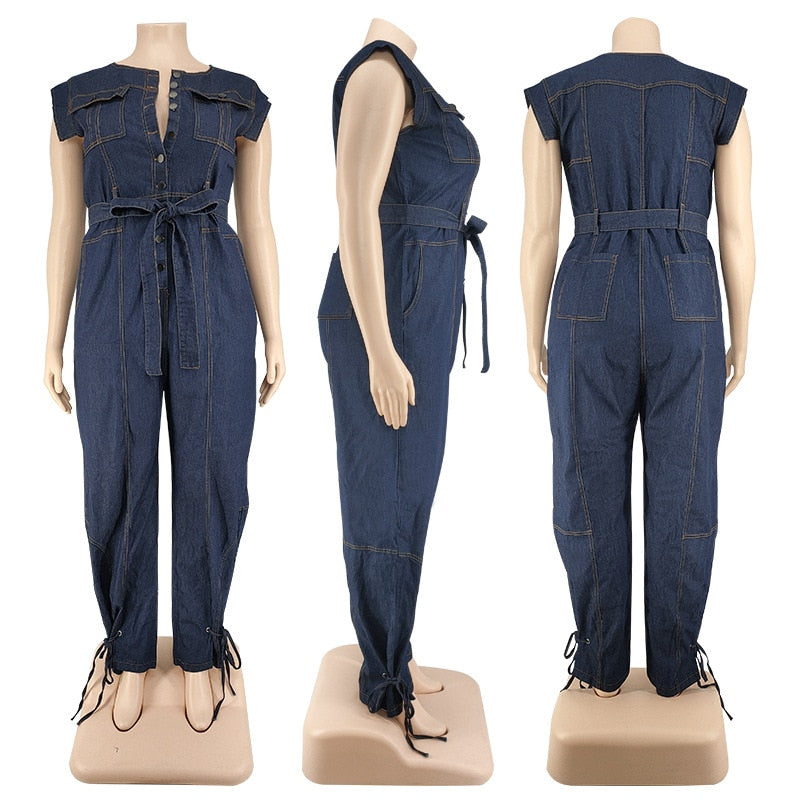 Plus Size Denim Jumpsuit - Forever Growth 