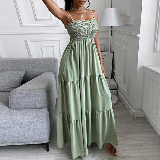 Women Sexy Long Dress 2022 New Arrive Summer Solid Color Strap Fashion Casual Elegant Long Dresses Female Party Dress - Forever Growth 