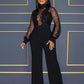Turtleneck Mesh Sequin One Piece Jumpsuit - Forever Growth 