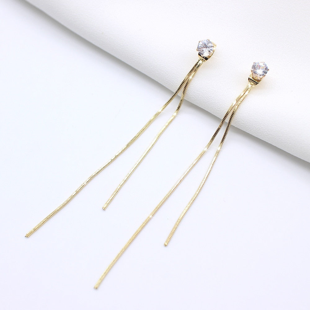 Long Wire Tassel Thread Chain Pendants Drop Earrings - Forever Growth 