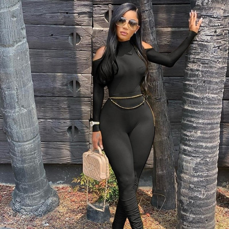 Bandage Bodycon Long Sleeve One Piece Jumpsuit - Forever Growth 