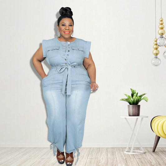 Plus Size Denim Jumpsuit - Forever Growth 