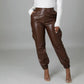 PU Leather Elegant Loose Harem Pants - Forever Growth 