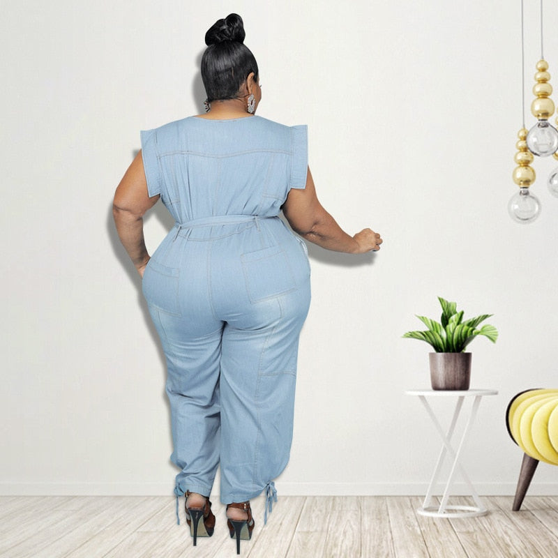 Plus Size Denim Jumpsuit - Forever Growth 