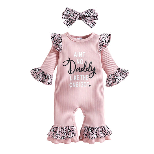 Baby Girls Leopard Flare Sleeves Jumpsuit+ Headband - Forever Growth 