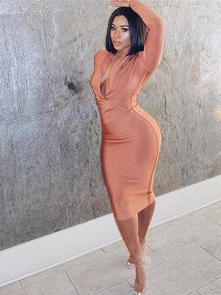 Sexy Long Sleeve Bodycon Bandage Dress - Forever Growth 