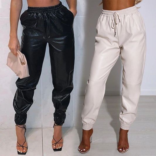 PU Leather Elegant Loose Harem Pants - Forever Growth 