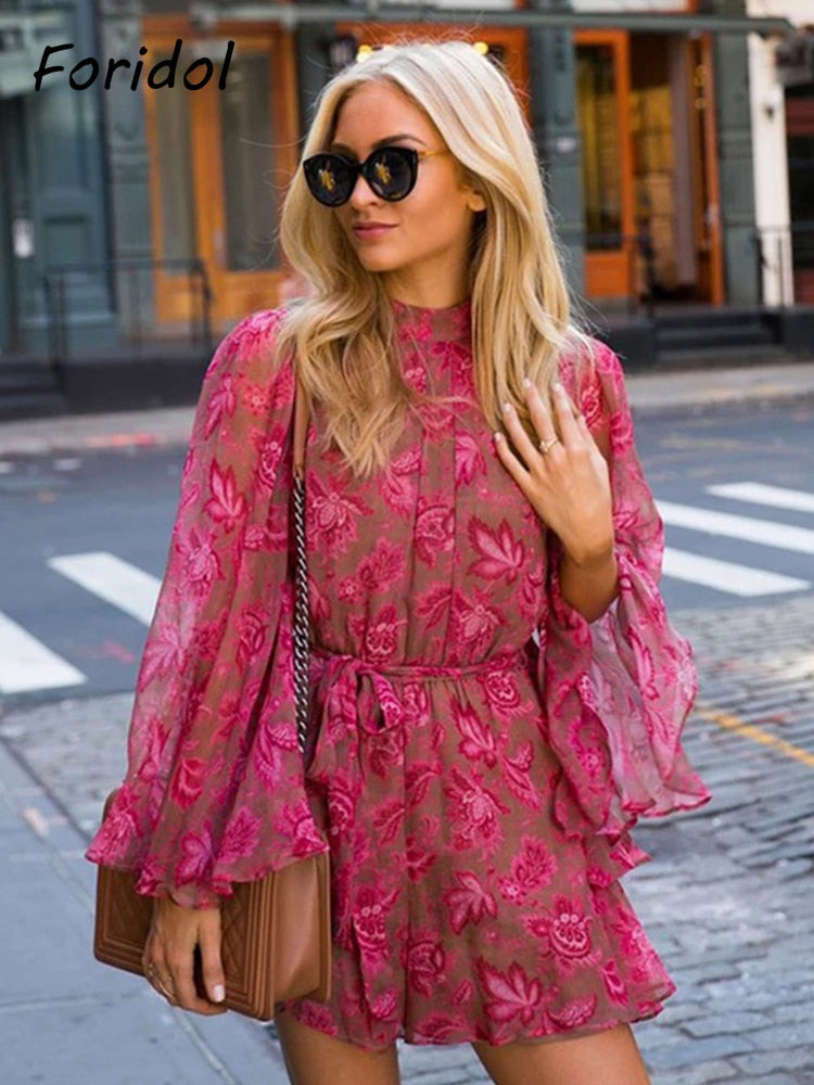 Backless Floral Print Boho Romper - Forever Growth 